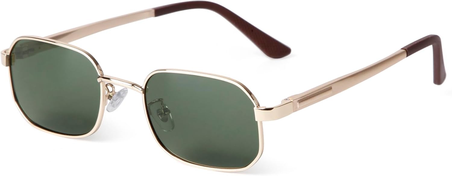 

Поляризованные солнцезащитные очки SDINM для мужчин и женщин, в стиле ретро, ​​винтаж, квадратная оправа из золотистого металла, модные прямоугольные солнцезащитные очки, Gold Frame\green Lens