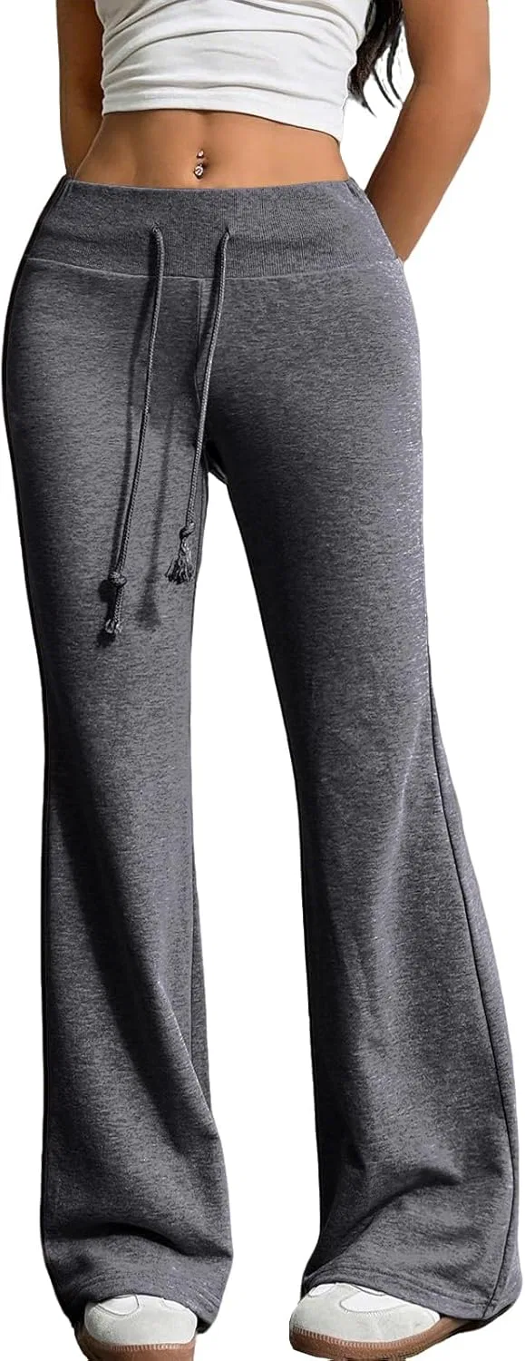 Спортивные леггинсы клеш с завязкой, Generic, J004- Dark Gray