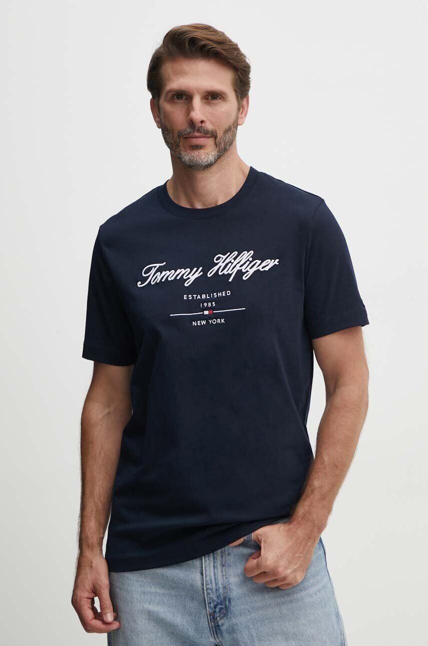 

Хлопковая футболка Tommy Hilfiger, темно-синий