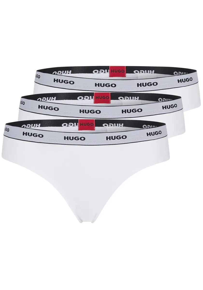 

Стринги HUGO Underwear "TRIPLET THONG STRIPE" (3 шт.), с эластичным поясом с логотипом HUGO, черный