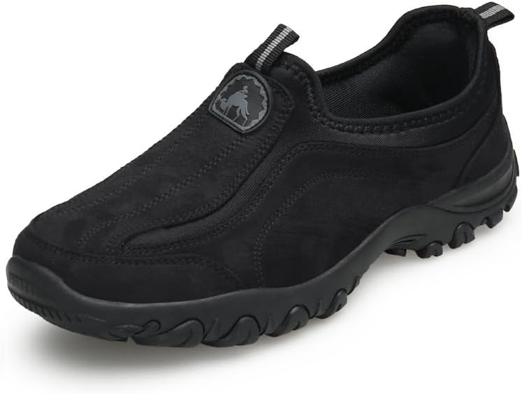 

Мужские кроссовки-лоферы без шнурков для ходьбы, свободного ношения, повседневные, кожаные, удобные, дышащие, для походов и работы, ботинки до щиколотки для треккинга Soft Time Toy, черный