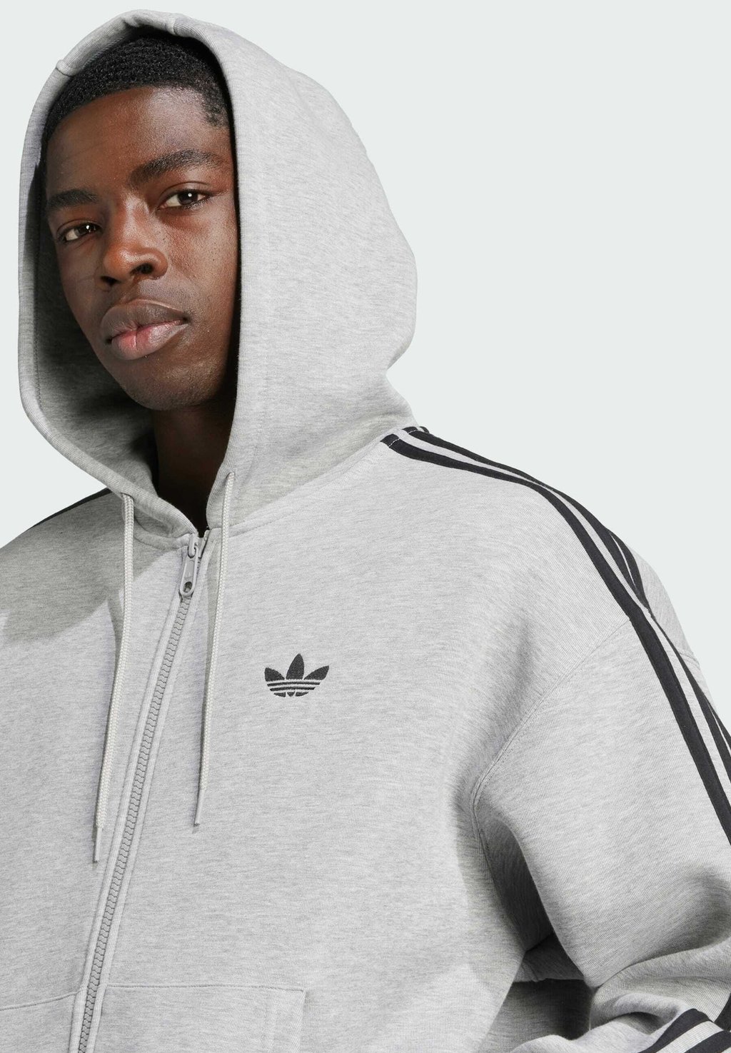 Толстовка Adidas Originals на молнии, серая — фото 3