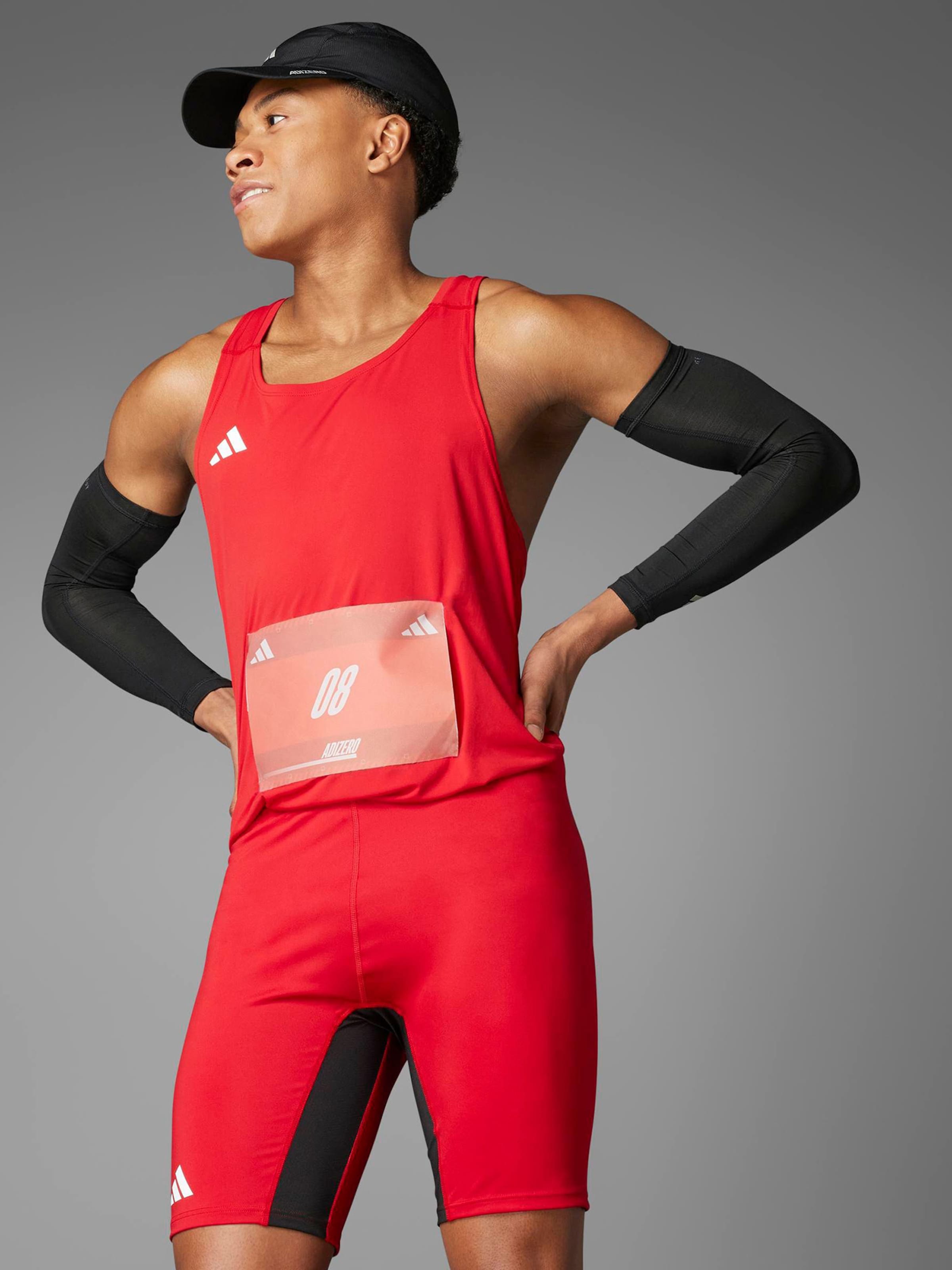 Adidas Performance Узкие спортивные шорты 'ADIZERO' красного цвета — фото 2