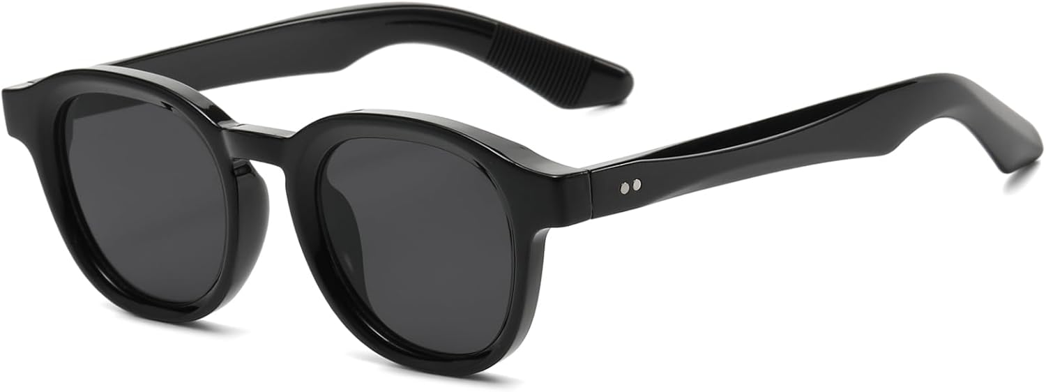 

Винтажные солнцезащитные очки Long Keeper маленького круглого размера для мужчин и женщин, ретро-очки с тонированными линзами, модные круглые солнцезащитные очки, 46 мм, Black Frame / Black Grey Lens