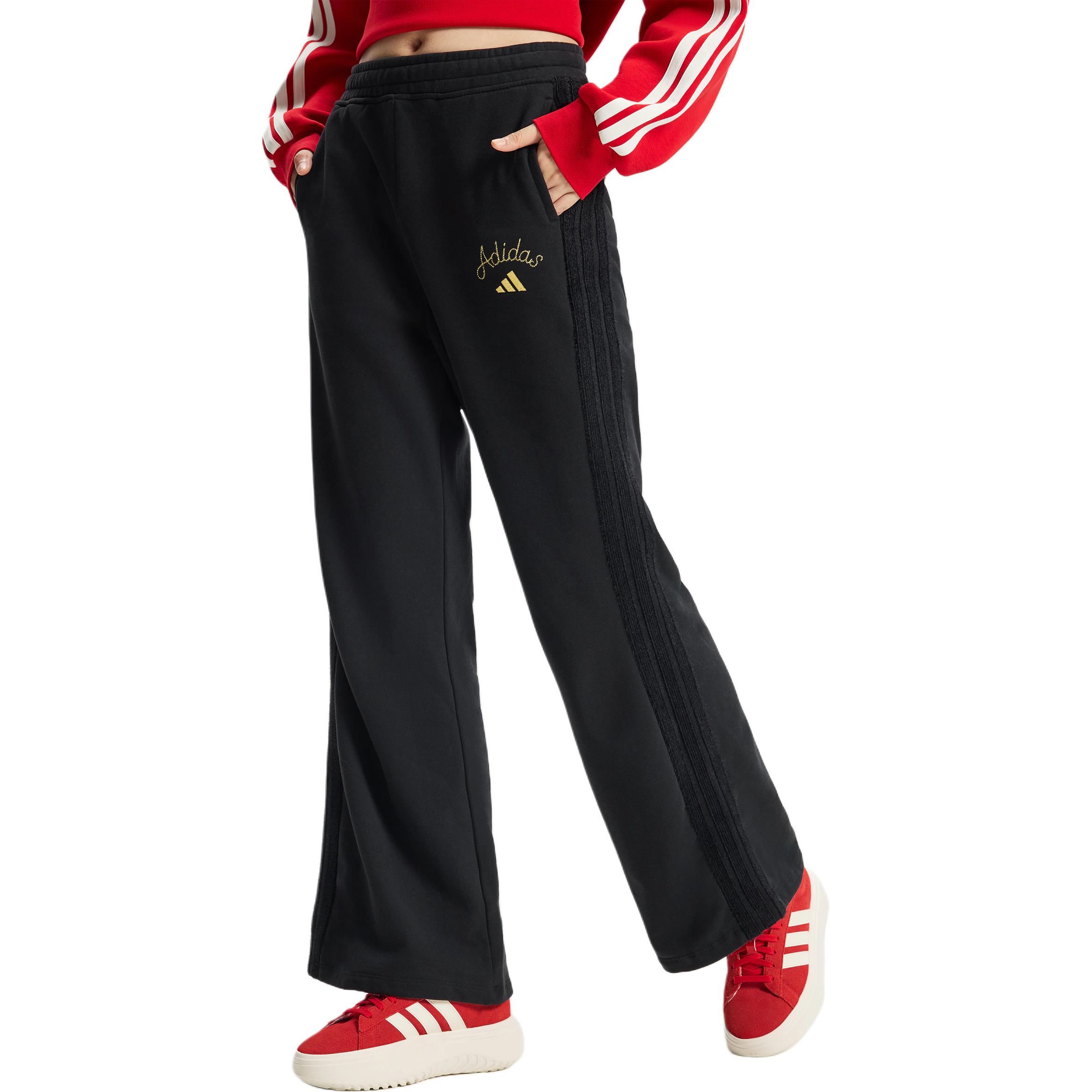 Расклешенные спортивные брюки FW25, повседневные брюки для женщин Adidas, черный — фото 4