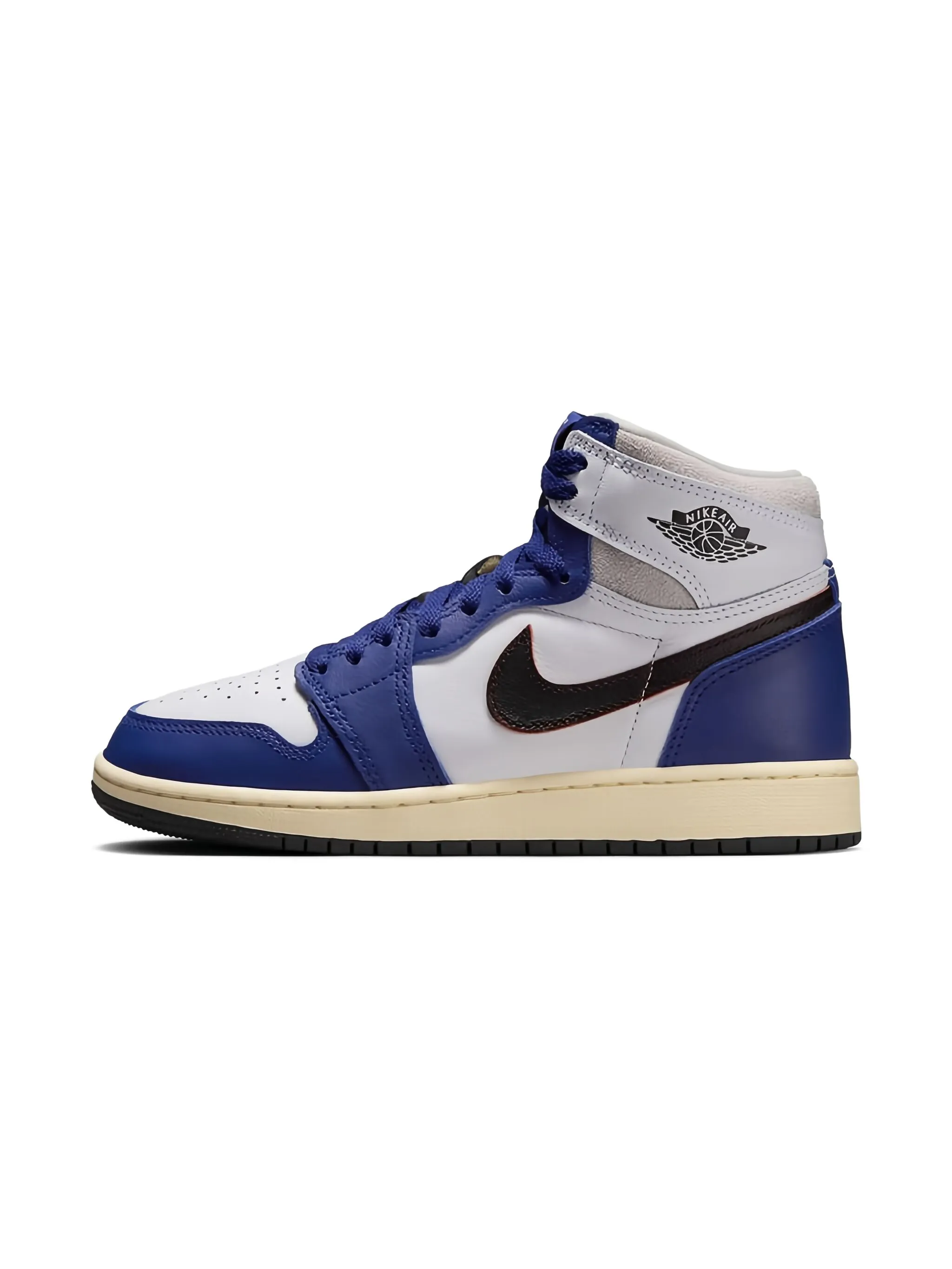 Кроссовки Air Jordan 1 Retro High OG White/Black/Neutral Grey/Deep Royal Blue/Muslin Jordan Kids, фиолетовый — фото 4
