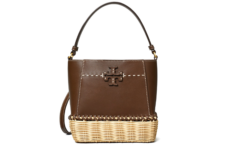 

Сумка-ведро McGraw из коровьей кожи, большая женская сумка на одно плечо, кофейного цвета Tory Burch, basic set (bag+dust bag)