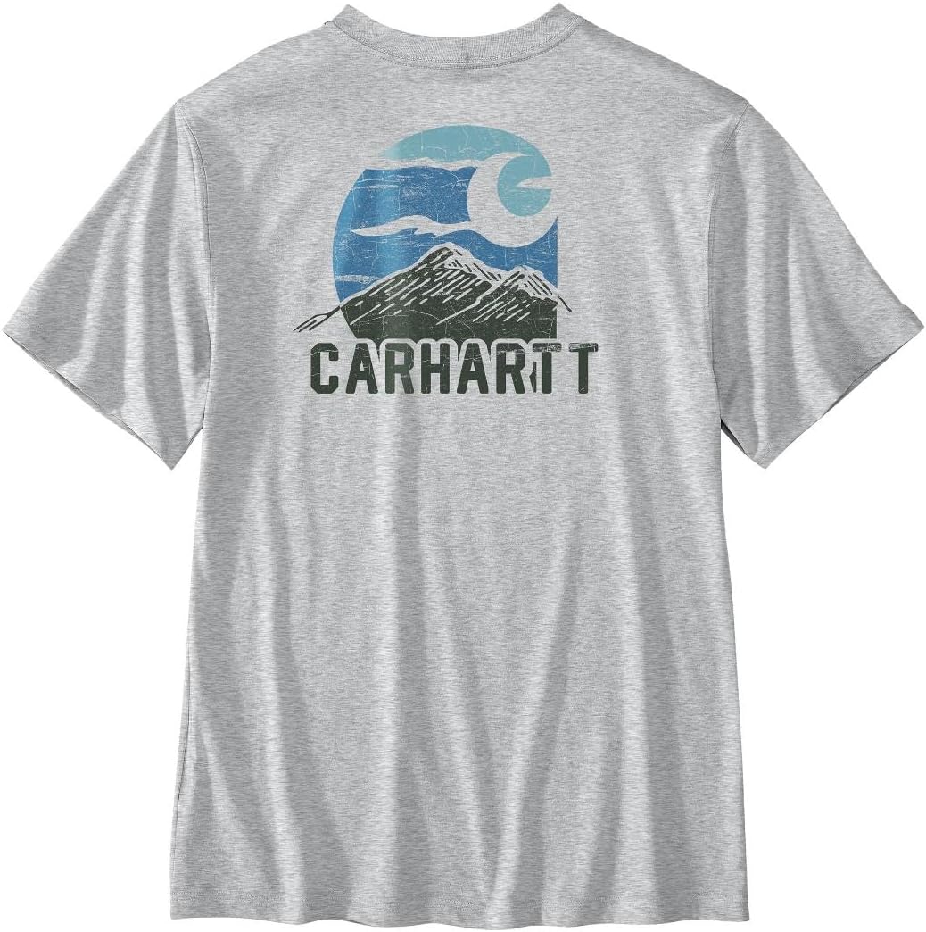 

Мужская легкая футболка Carhartt Plane Mountain с коротким рукавом, свободного кроя, Heather Gray