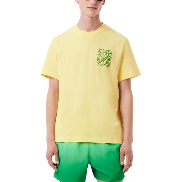 Футболка LACOSTE, с принтом логотипа, желтый/зеленый — фото 4