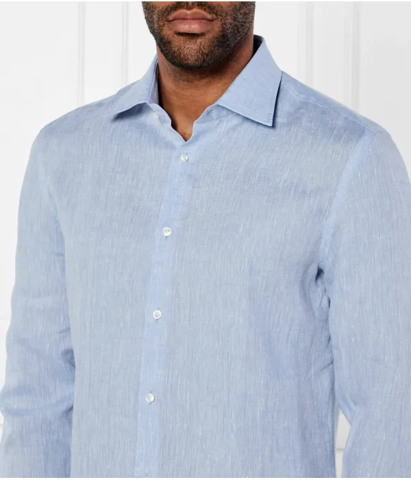 Льняная рубашка h-hank-kent-c1-214 Slim fit Boss, синий — фото 4