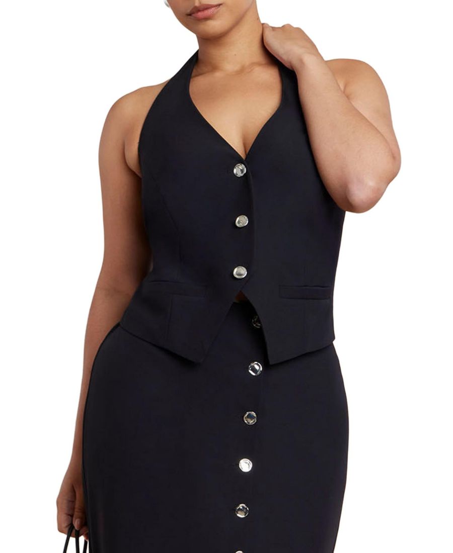 

Женский жилет-халтер больших размеров ELOQUII, Black onyx