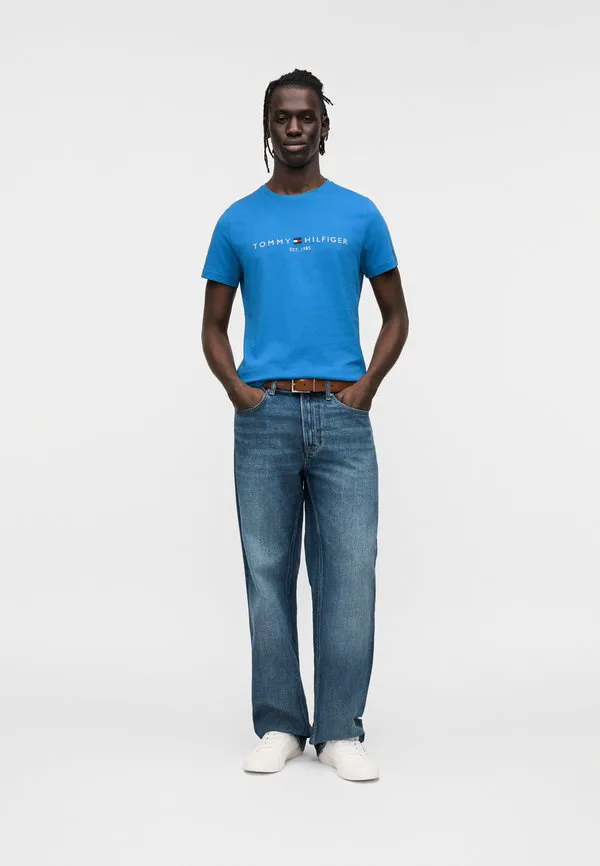 Футболка с вышитым логотипом, облегающая футболка с принтом. Tommy Hilfiger, Blue Orbit — фото 2