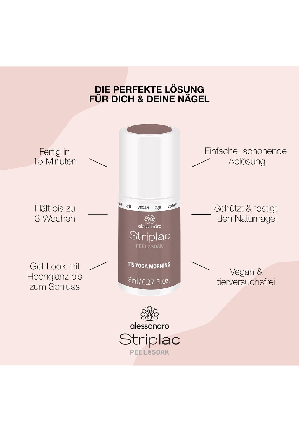 

Лак для ногтей UV STRIPLAC PEEL OR SOAK alessandro, цвет Yoga Morning