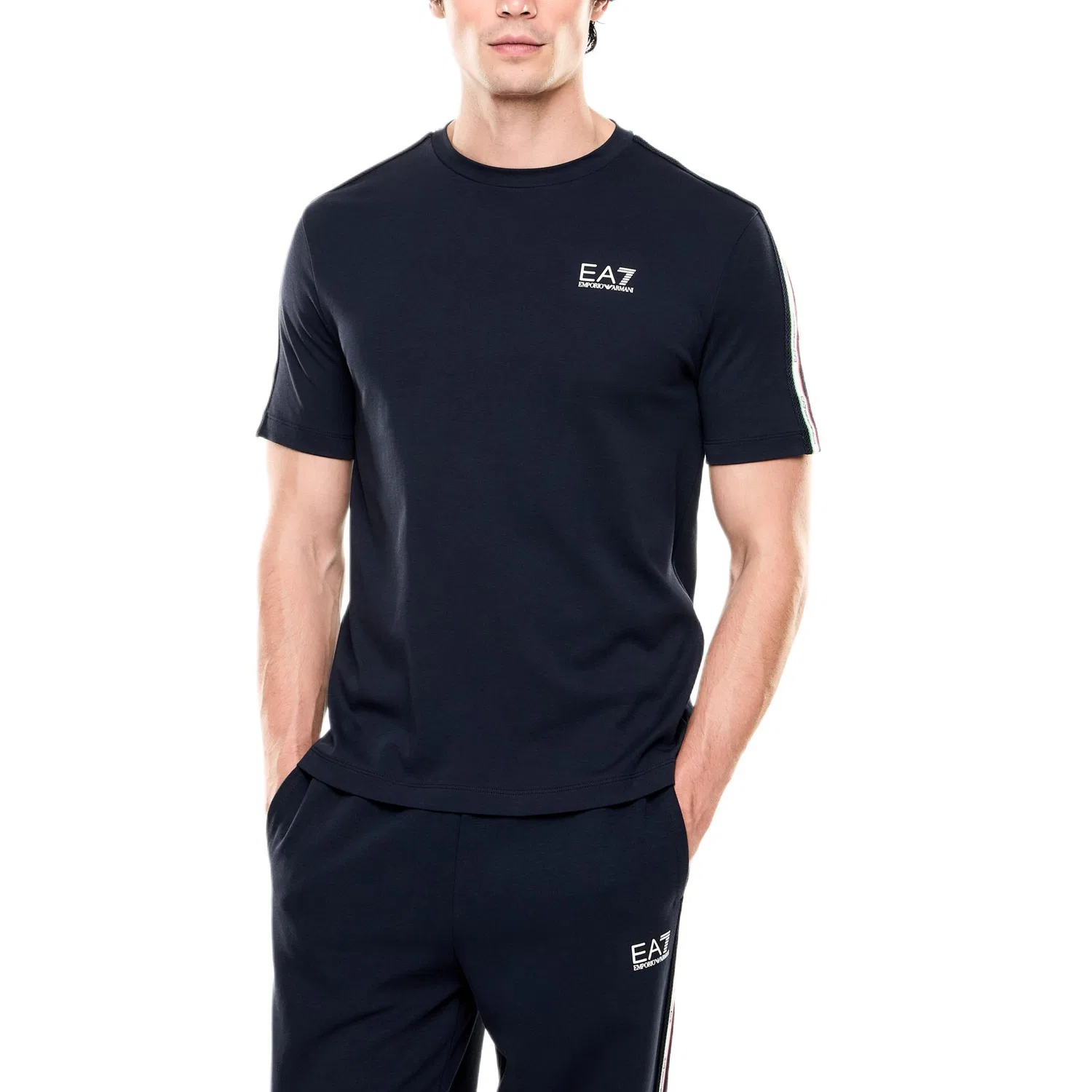 Футболка EMPORIO ARMANI EA7 для мужчин, темно-синяя — фото 3