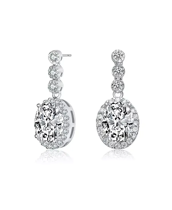 

Серьги-Подвески из стерлингового серебра с прозрачными овальными и круглыми кубическими циркониями, покрытые белым золотом или 14-каратным золотом Genevive, clear