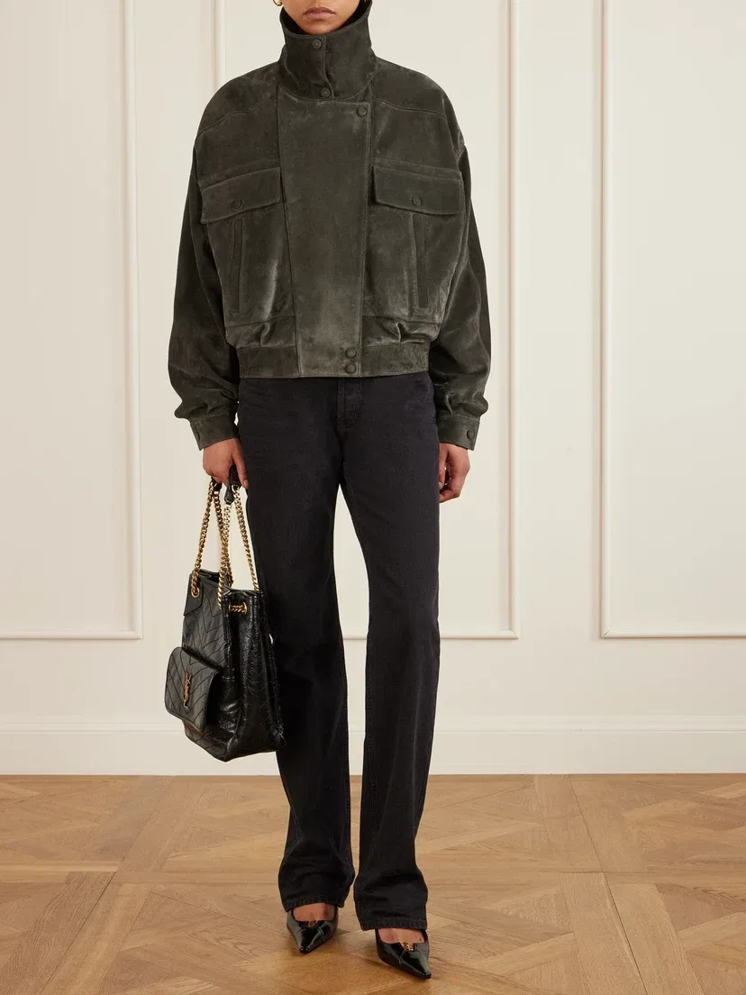 Замшевая куртка SAINT LAURENT, бирюзовый — фото 2