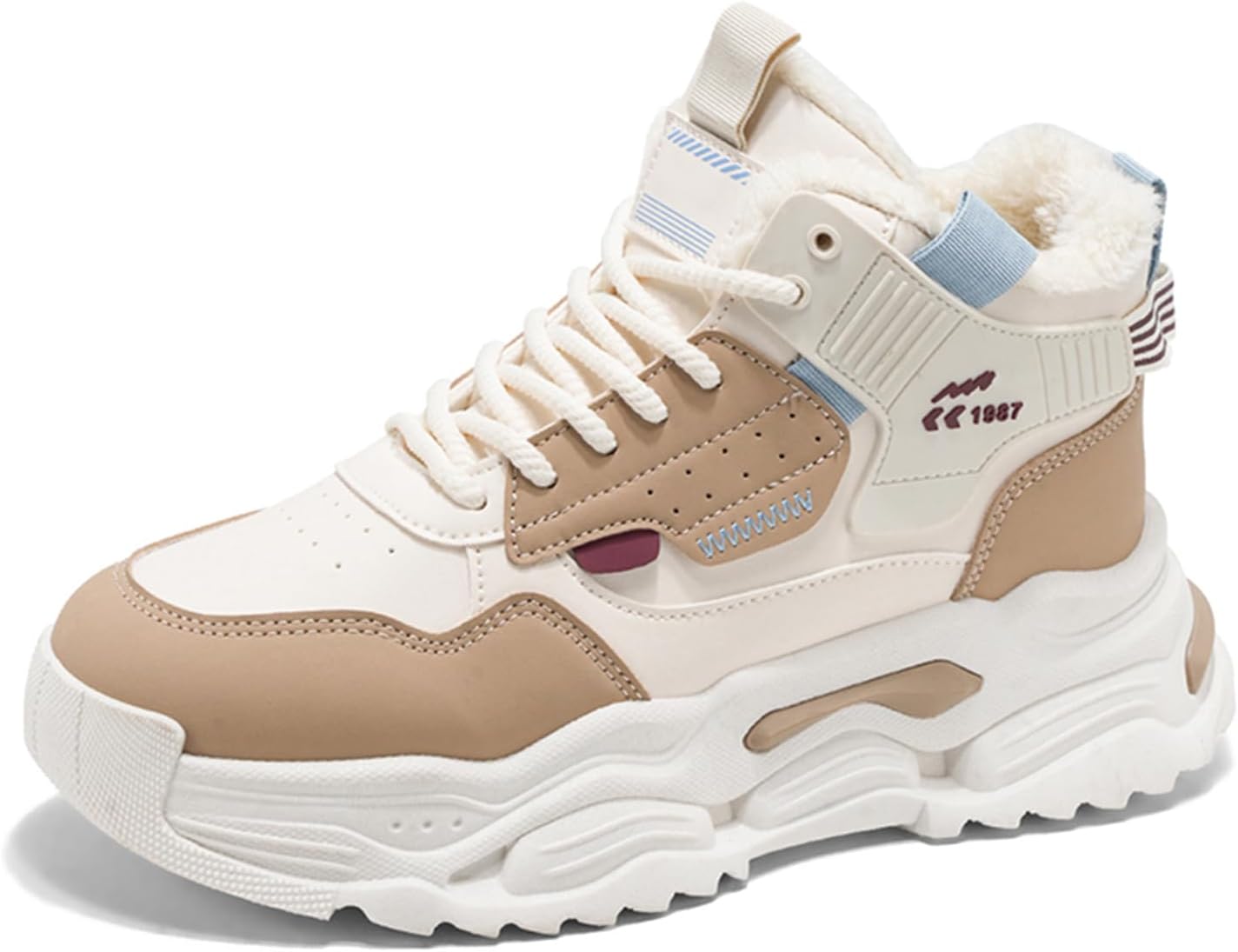 

Мужские высокие модные кроссовки Ботинки для пеших прогулок Повседневные спортивные прогулочные туфли Объемные кроссовки Spwagym, бежевый