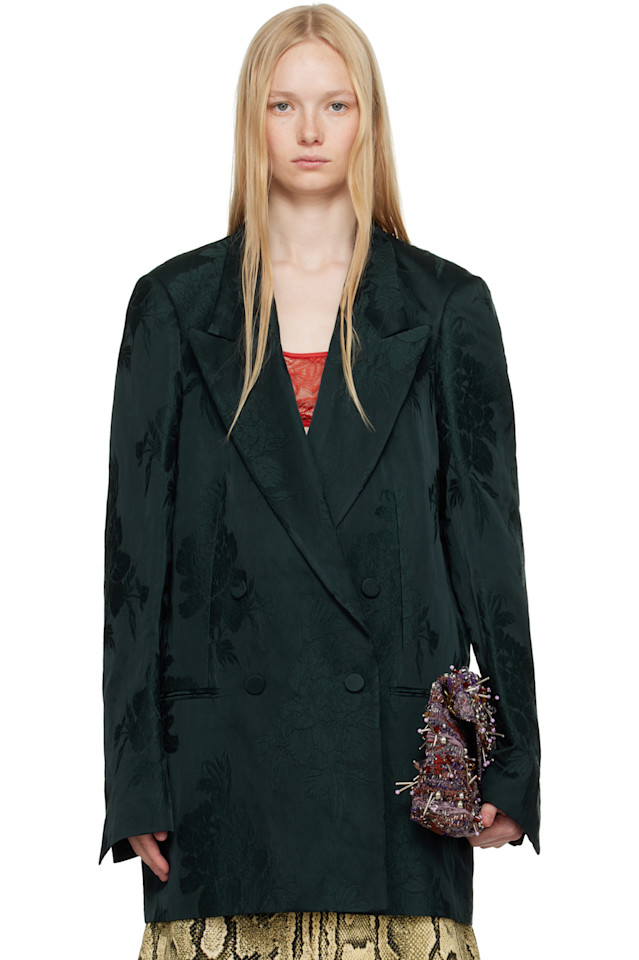 

Жаккардовый блейзер Dries Van Noten, зеленый