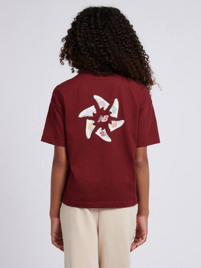 Детская хлопковая футболка с короткими рукавами свободного кроя New Balance, Monarch Burgundy — фото 3