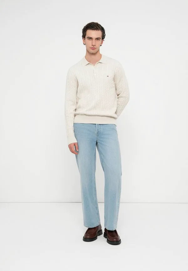Джемпер-Поло крупной вязки Tommy Hilfiger, Heathered Oatmilk — фото 2