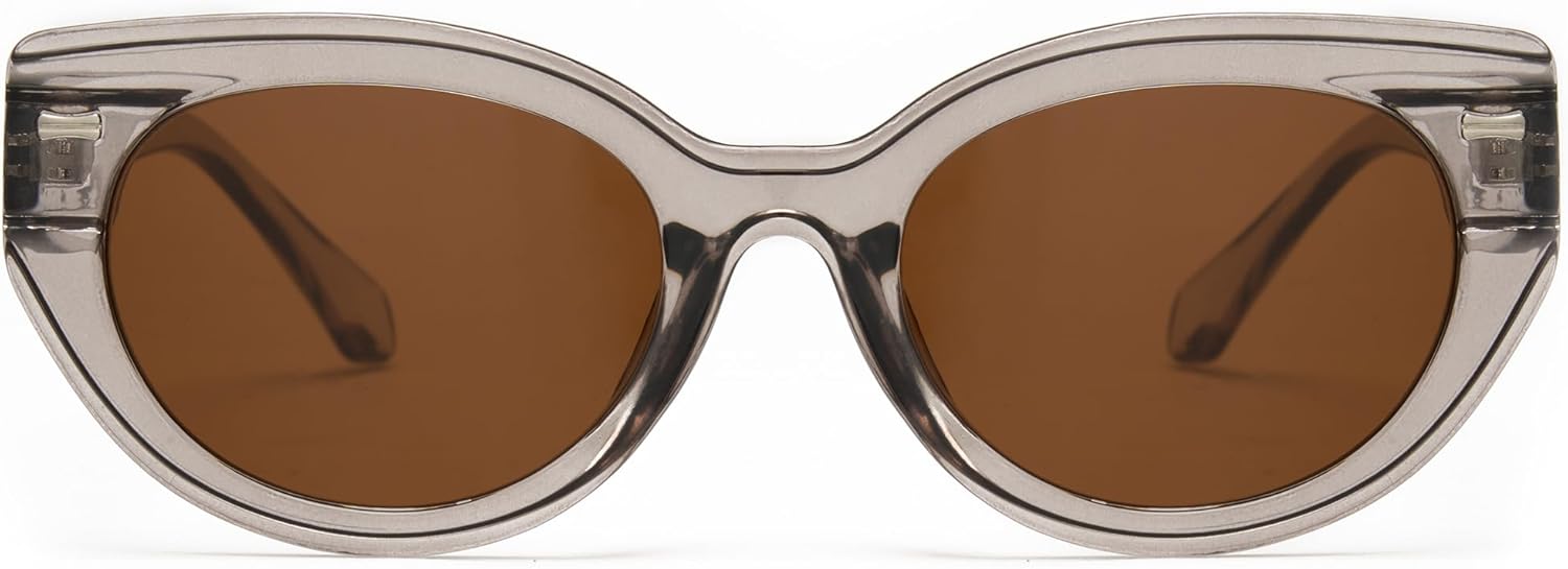 

Солнцезащитные очки Cyxus Retro Cat Eye для женщин и мужчин, овальная толстая оправа, винтажный стиль, защита UV400, модель 1159, 1159-translucent Grey Frame -Brown Lens