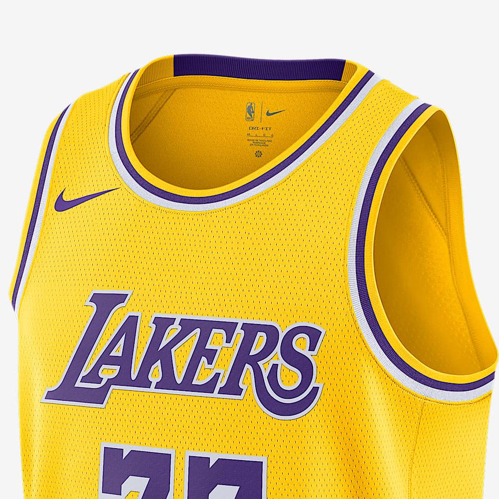 Мужская баскетбольная майка Los Angeles Lakers Icon Edition Dri FIT NBA Swingman Nike, желтый — фото 3