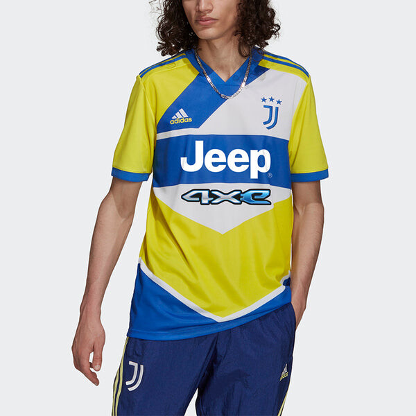Майка Men's adidas Training Sports Short Sleeve Soccer/Football Jersey SW Fan Edition 21-22 Season Juventus Away Yellow, желтый — фото 4