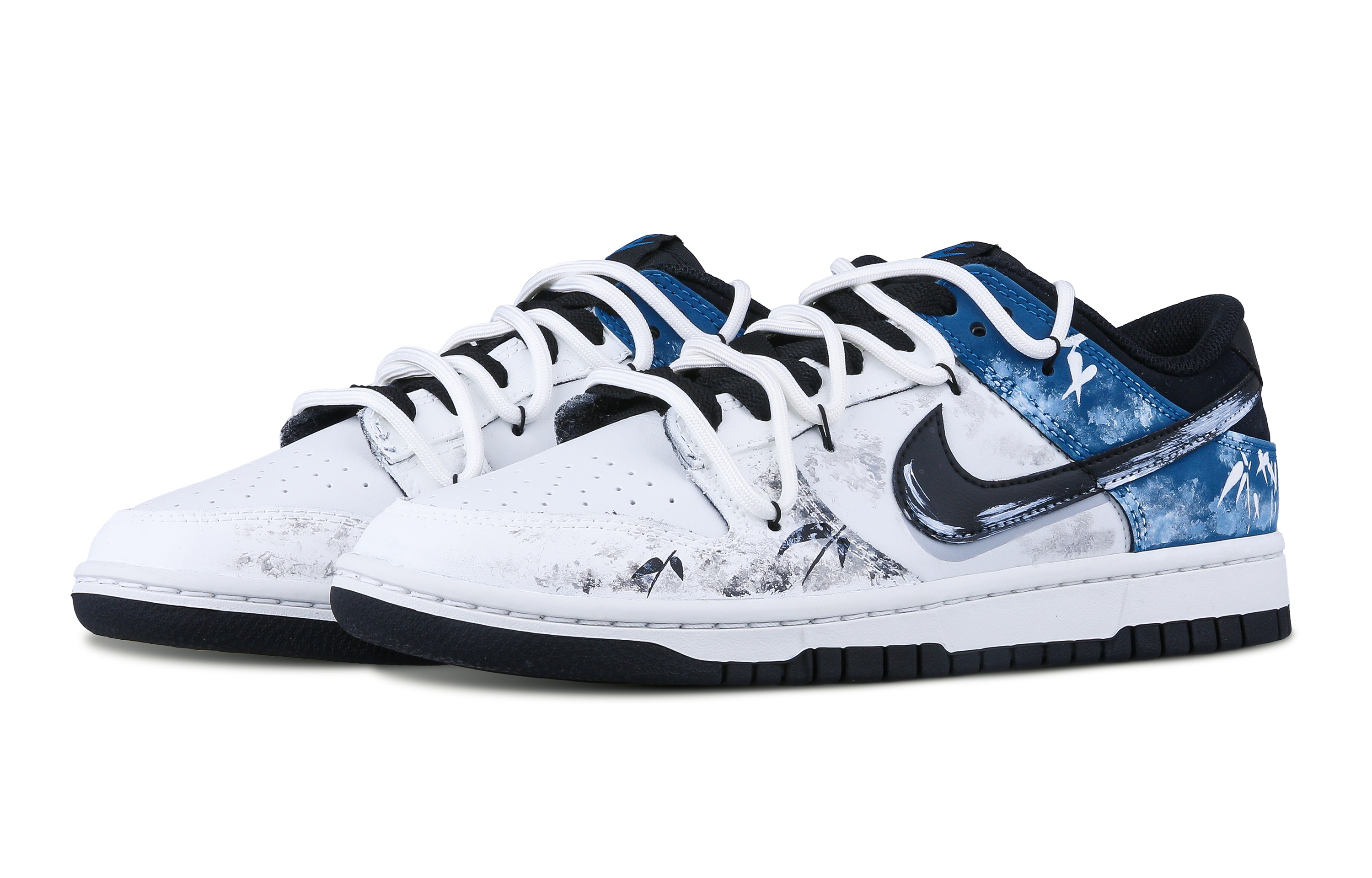 

Кроссовки Nike Dunk Skateboarding Shoes Men Low-top White/Gray/Blue, цвет Ink painting of the National Dynasty