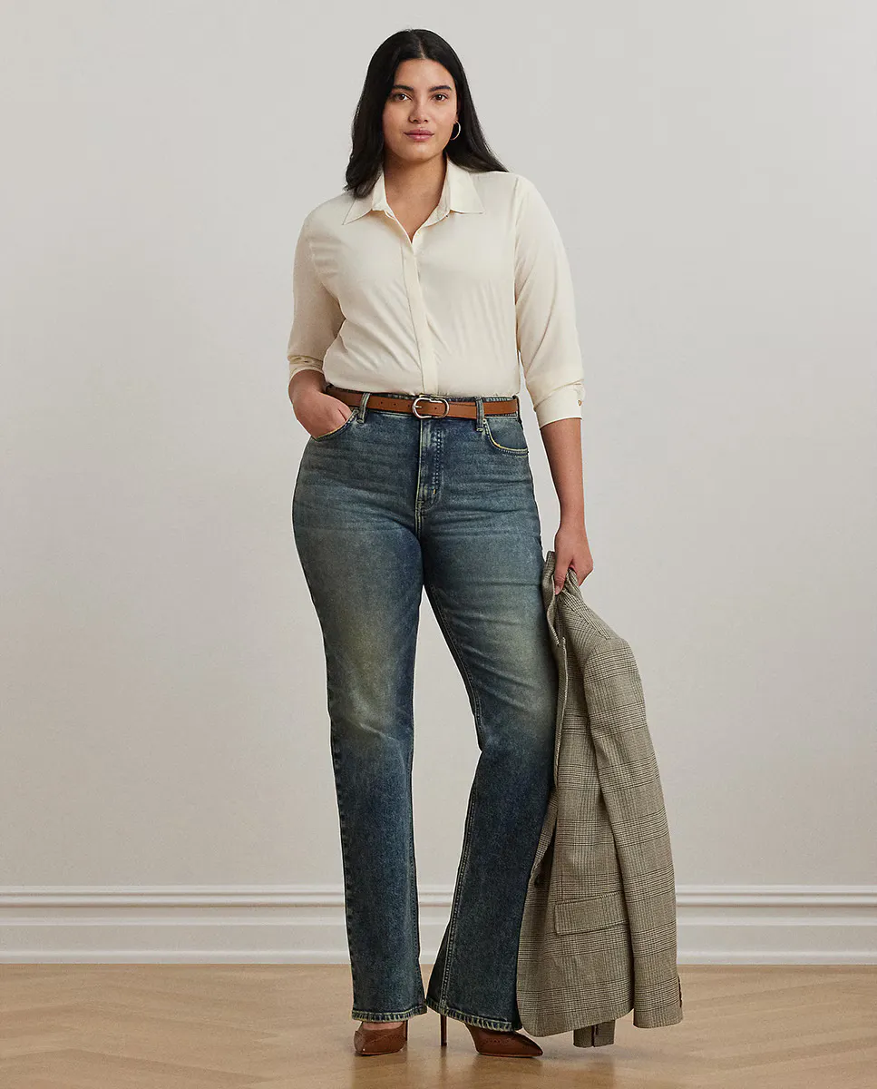 

Женские джинсы с высокой талией женские прямые Lauren Ralph Lauren, синий