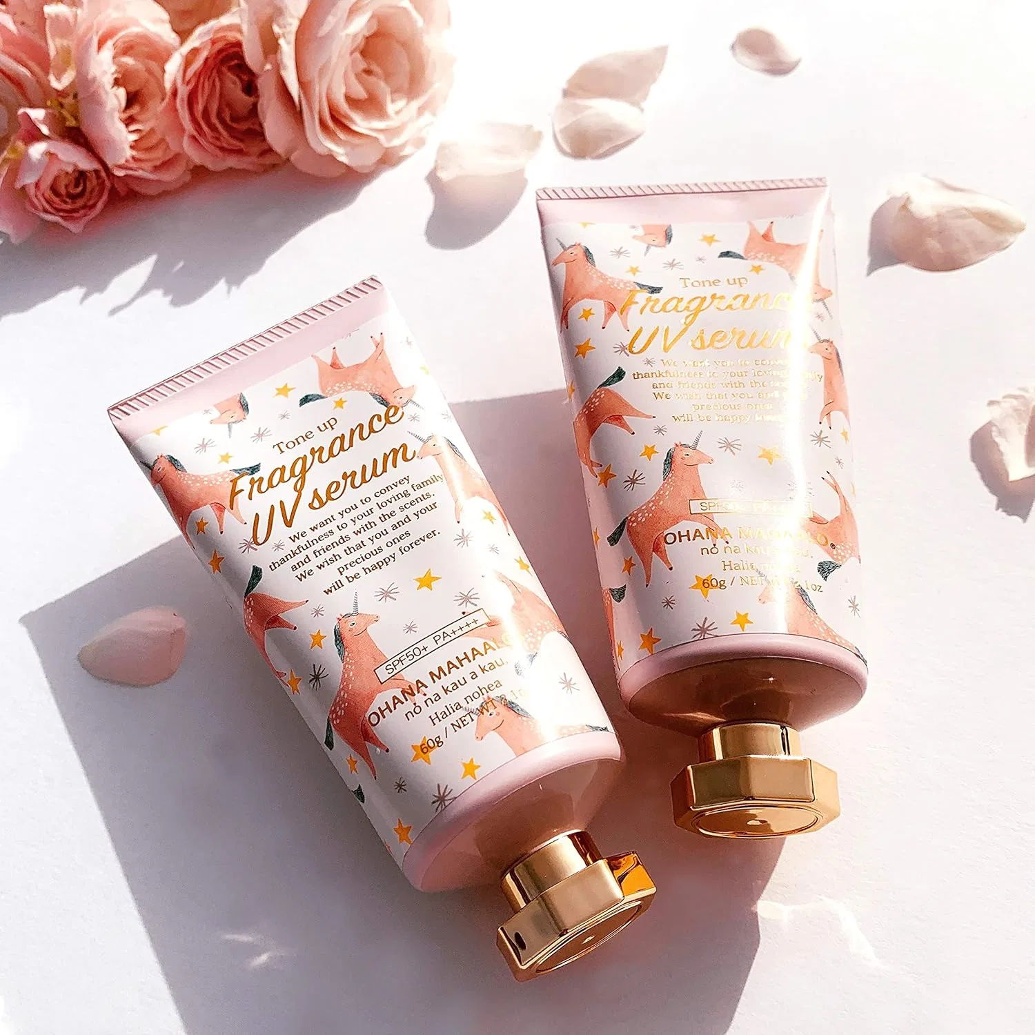 Солнцезащитный UV-серум OHANA MAHAALO Tone Up Fragrance UV Serum Halia nohea, розовый, 60 г — фото 2