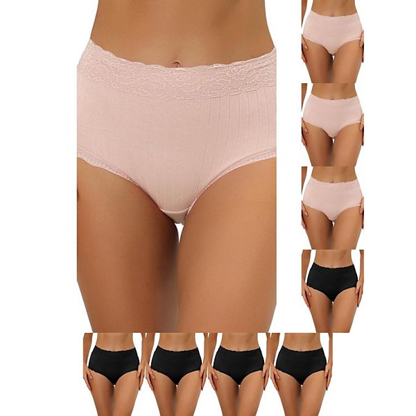 

9 пар женских трусиков с высокой талией, утягивающие, комфортные, с кружевной отделкой и резинкой Inspire Chic, Beige Pink Black