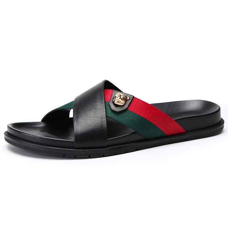 

Сланцы мужские Black/Green Red/Webbing LEYGMENLG, черно-зелено-красные с текстильными ремешками
