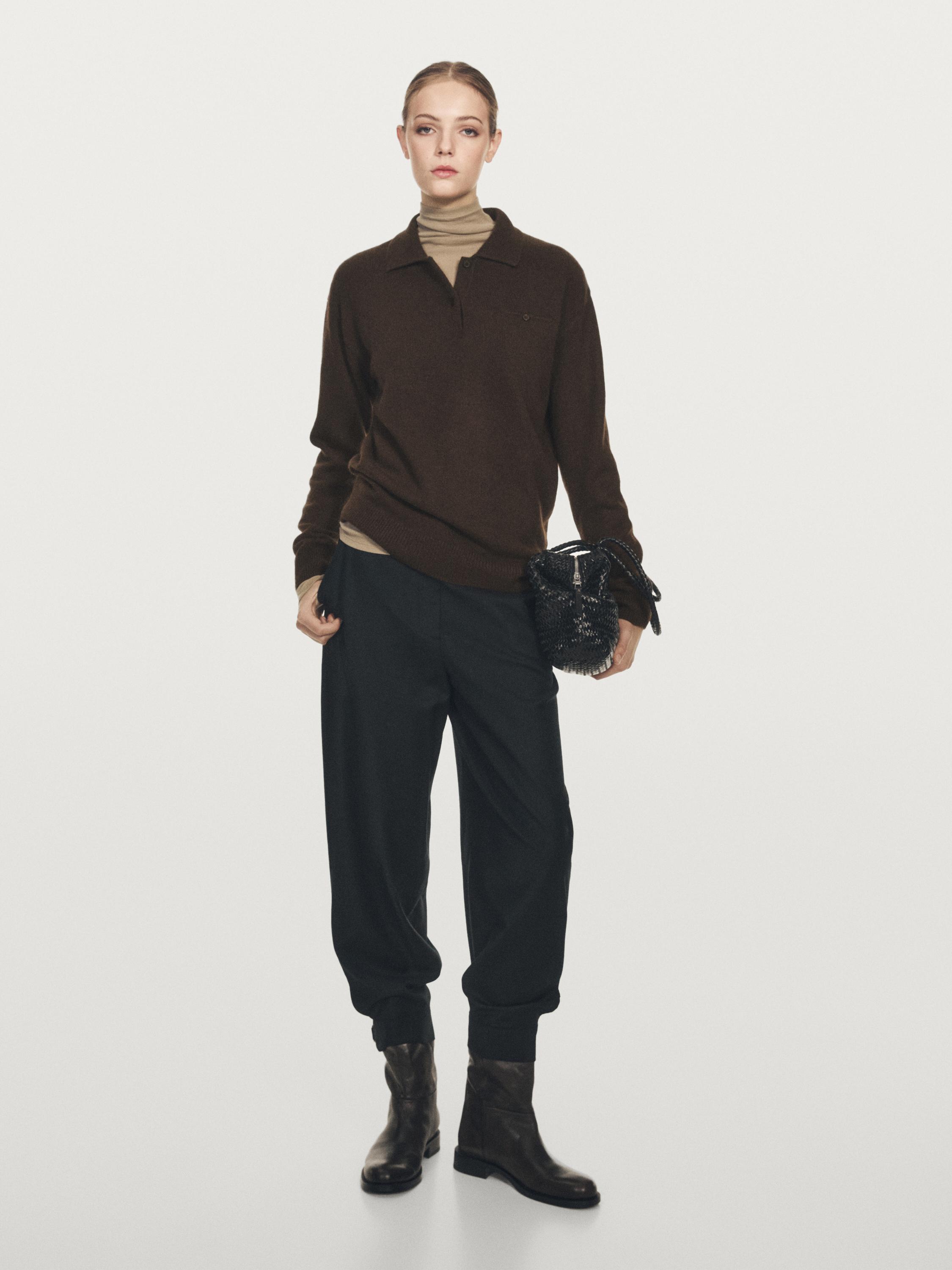 

Свитер из 100% кашемира с карманом Massimo Dutti, шоколадный