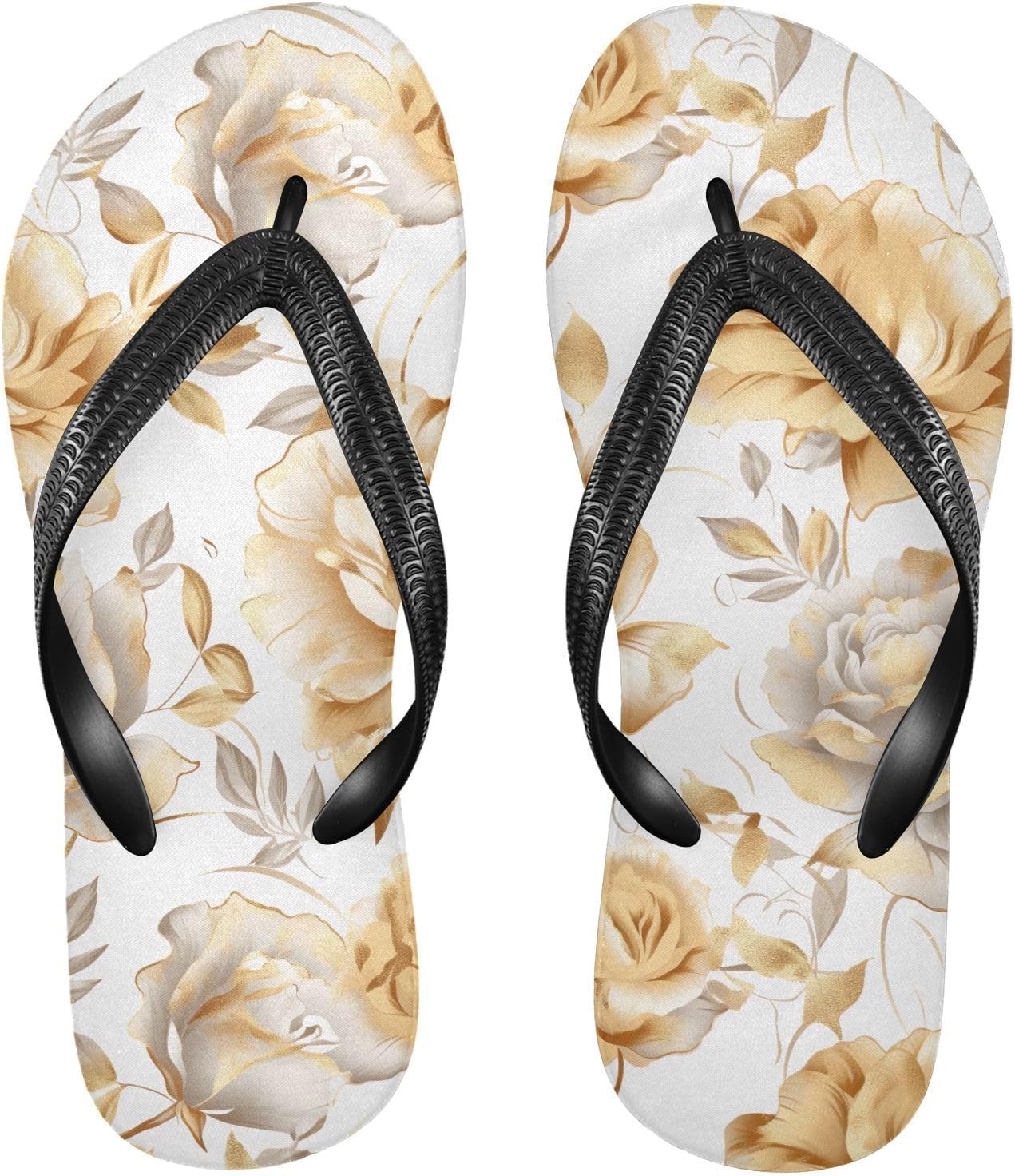 

Женские сланцы с золотыми розами, пляжный душ, шлепанцы на резиновой подошве, нескользящие летние тапочки для женщин и мужчин Sinestour