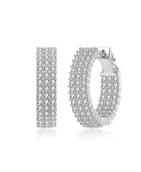 

Серьги-Кольца из трех рядов кубических цирконий с родиевым покрытием Rachel Glauber, clear