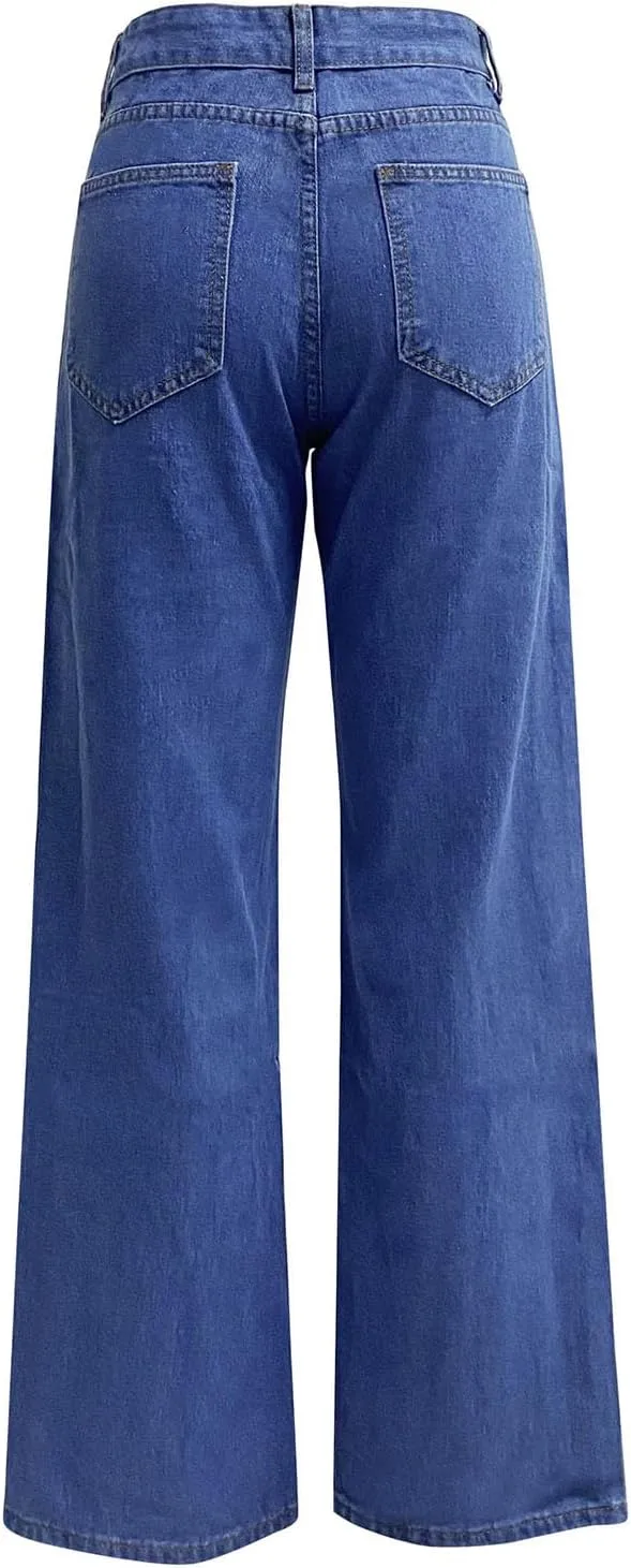 Женские джинсы Mid Waisted Straight Wide Leg с эффектом контроля живота — фото 4