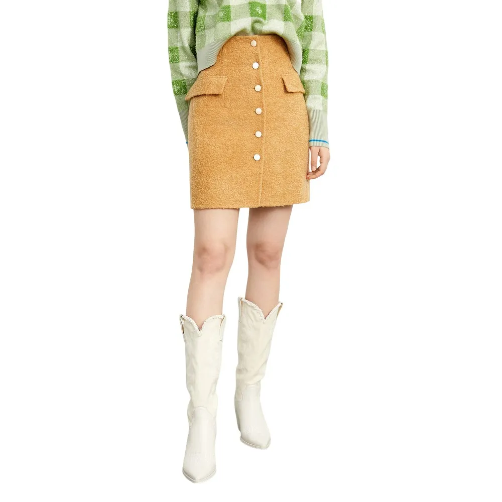 

Юбка Lily Wool High Waist Midi Skirt, желтый