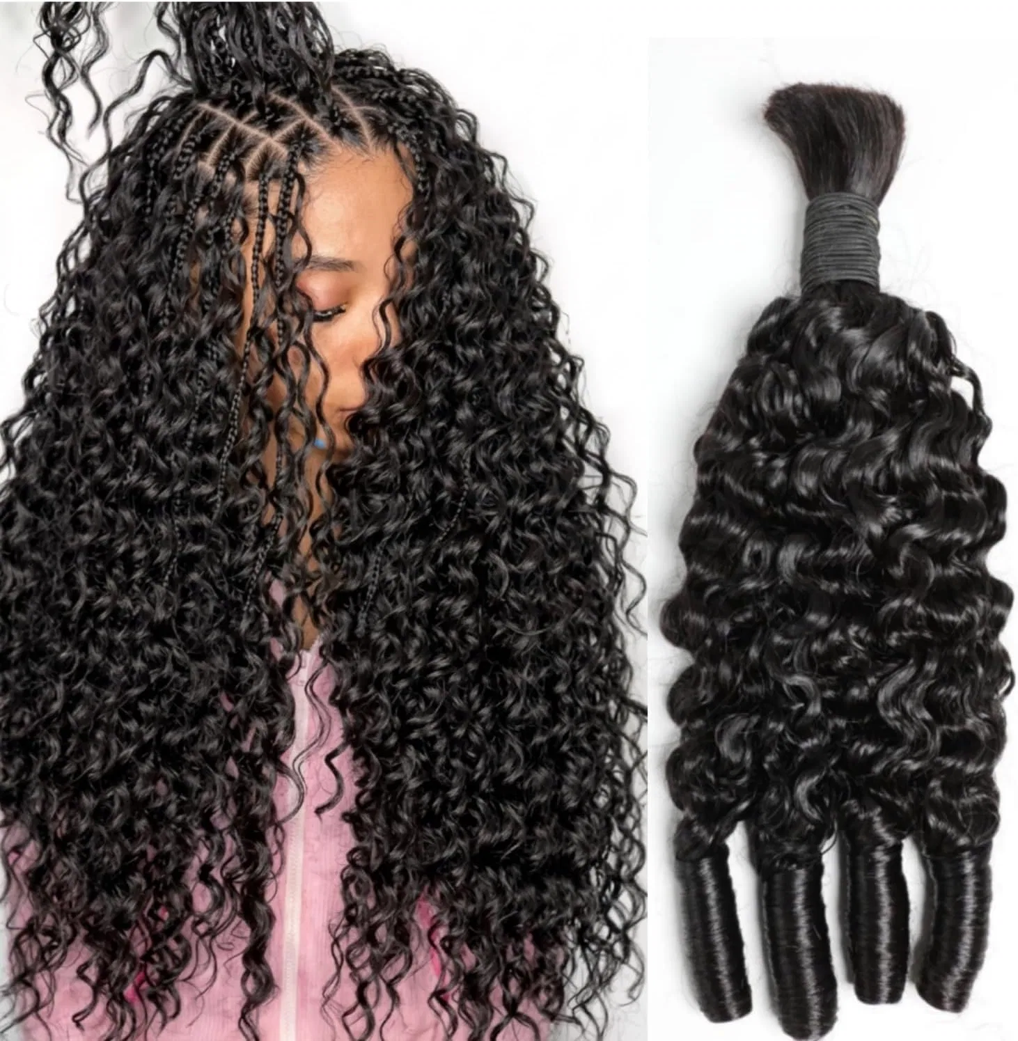 Волнистые волосы для плетения VIPbeauty Burmese Curly Bulk 100г 14 дюймов натуральный черный