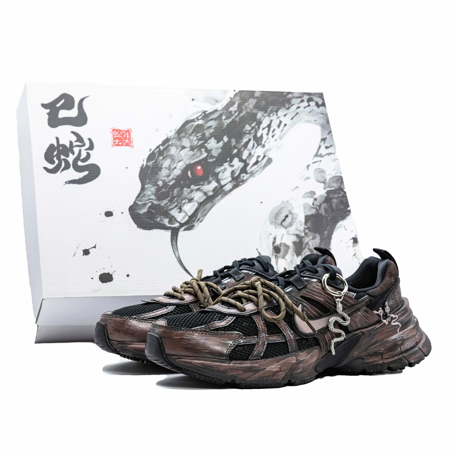 

Nike V2K Run противоскользящие износостойкие низкие кроссовки для бега унисекс черно-коричневые [Snake Charm Box], цвет Black Brown[Snake Charm Box]