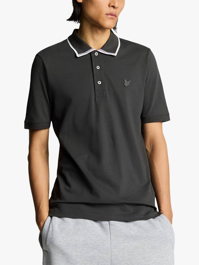 

Супертонкая хлопковая поло с наконечниками Lyle & Scott, Gunmetal