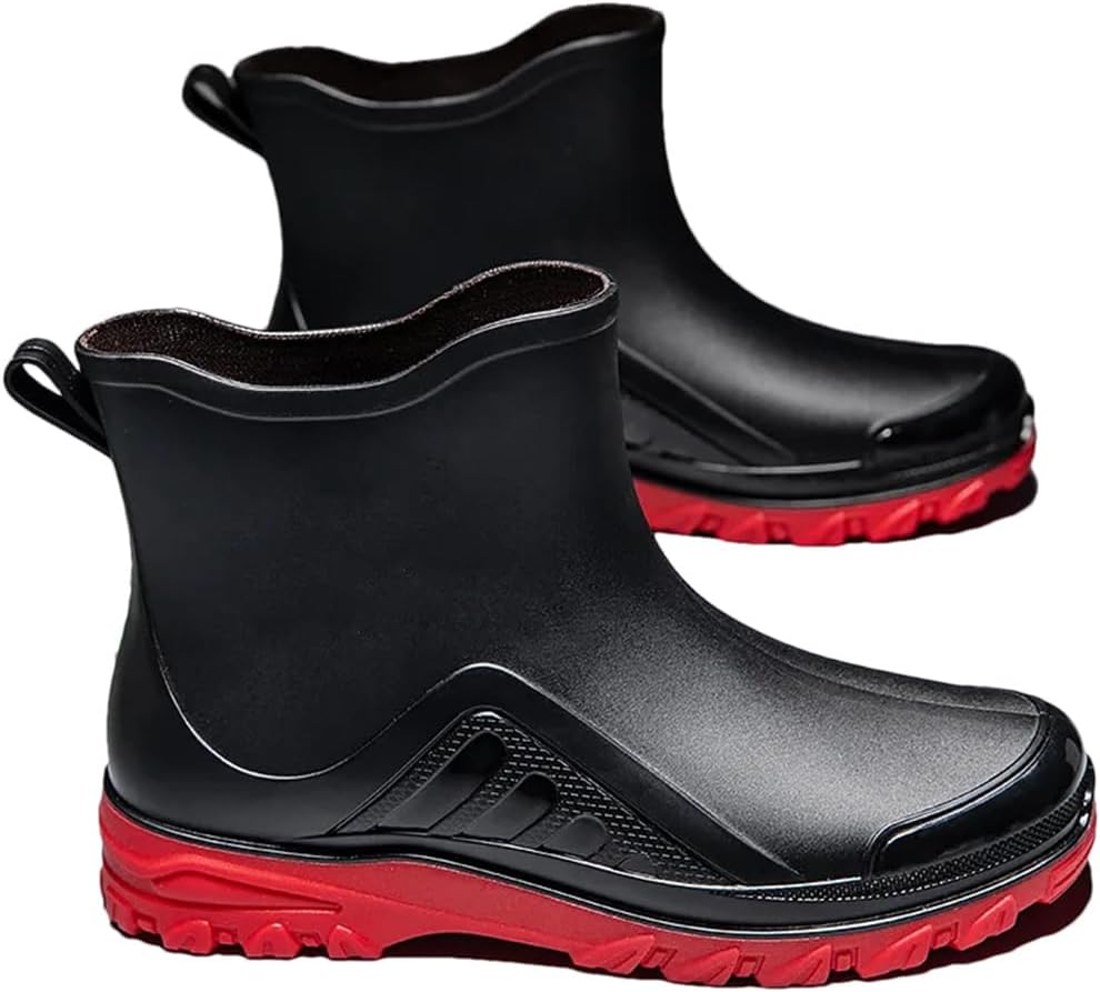 

Мужские рыбацкие ботинки Wjnvfioo для активного отдыха, нескользящие, водонепроницаемые резиновые сапоги для рыбалки, красный