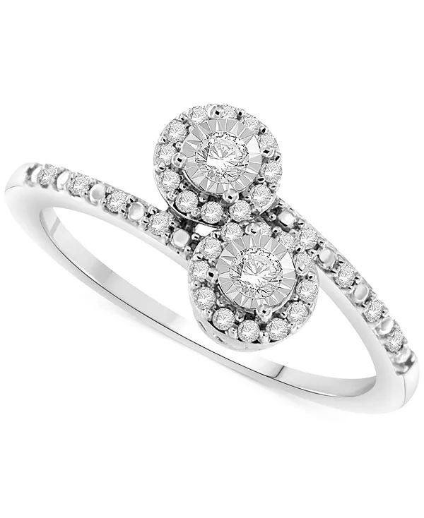 

Кольцо с бриллиантами в виде двойного ореола (1/4 карата) из стерлингового серебра Macy'S, silver