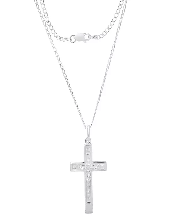 

Мужское парное ожерелье с подвеской в виде распятия из стерлингового серебра Steeltime, silver