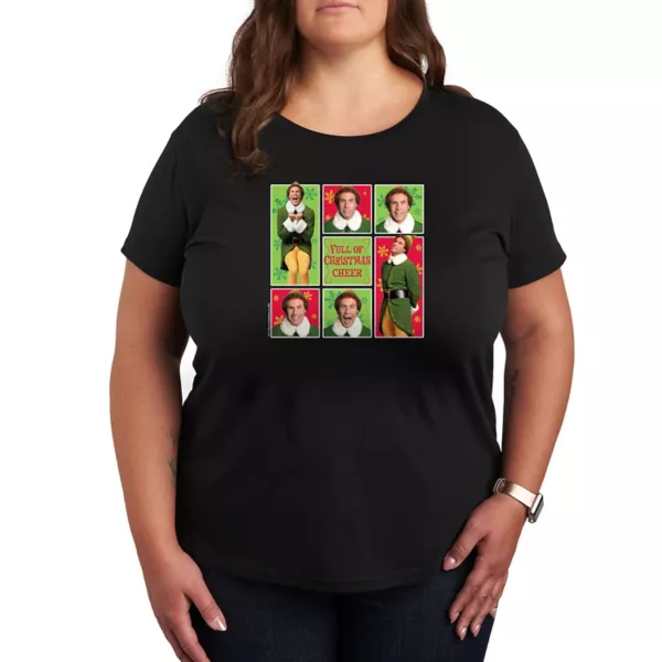 

Футболка Plus size с новогодним эльфом в клетку Licensed Character, черный