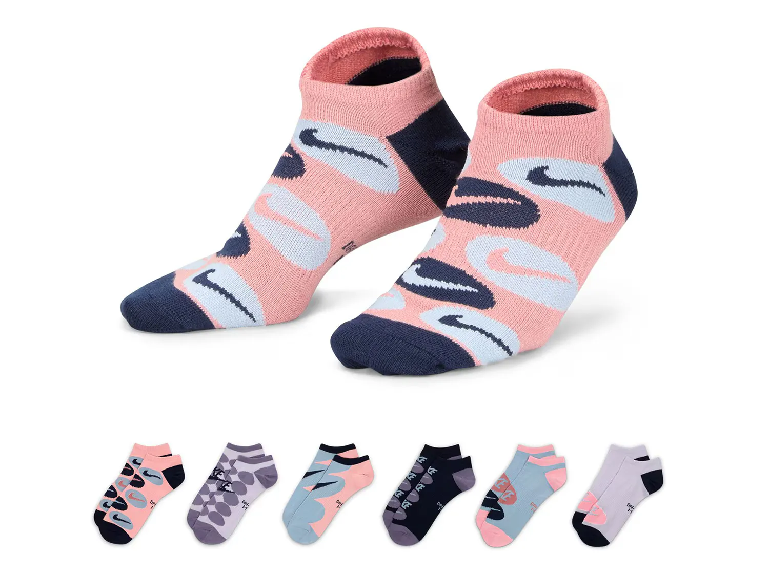 

Носки Everyday Training Women's No Show Socks - 6 Pack Nike, розовый/фиолетовый/синий