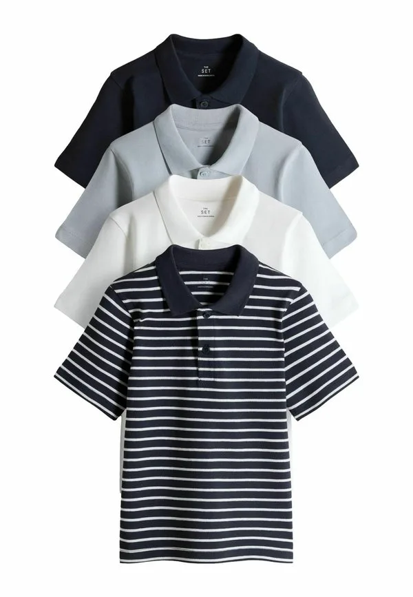 5 рубашек поло в упаковке The Set, Navy Stripe Light Blue White