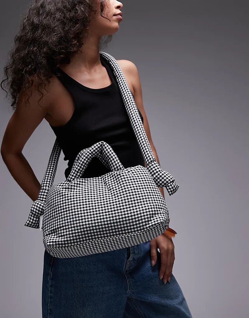 

Миниатюрная сумка-кроссбоди OLEND Ona из хлопка в черно-белую клетку