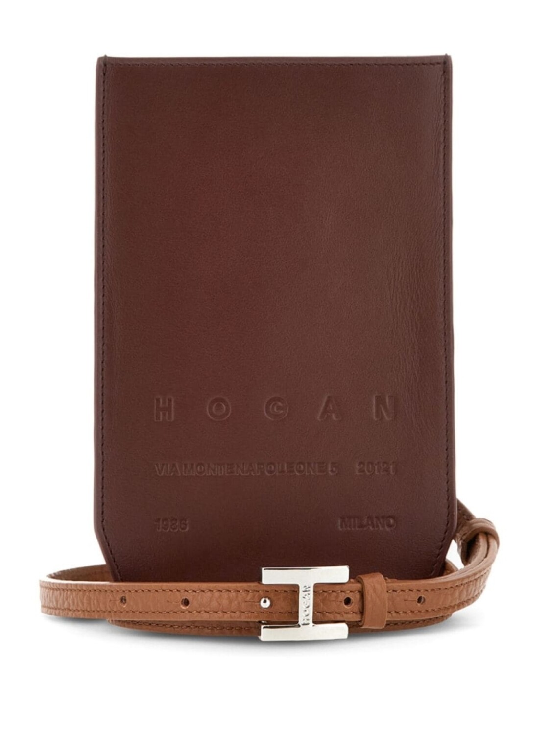 

Hogan кожаный чехол для телефона с тисненым логотипом, коричневый