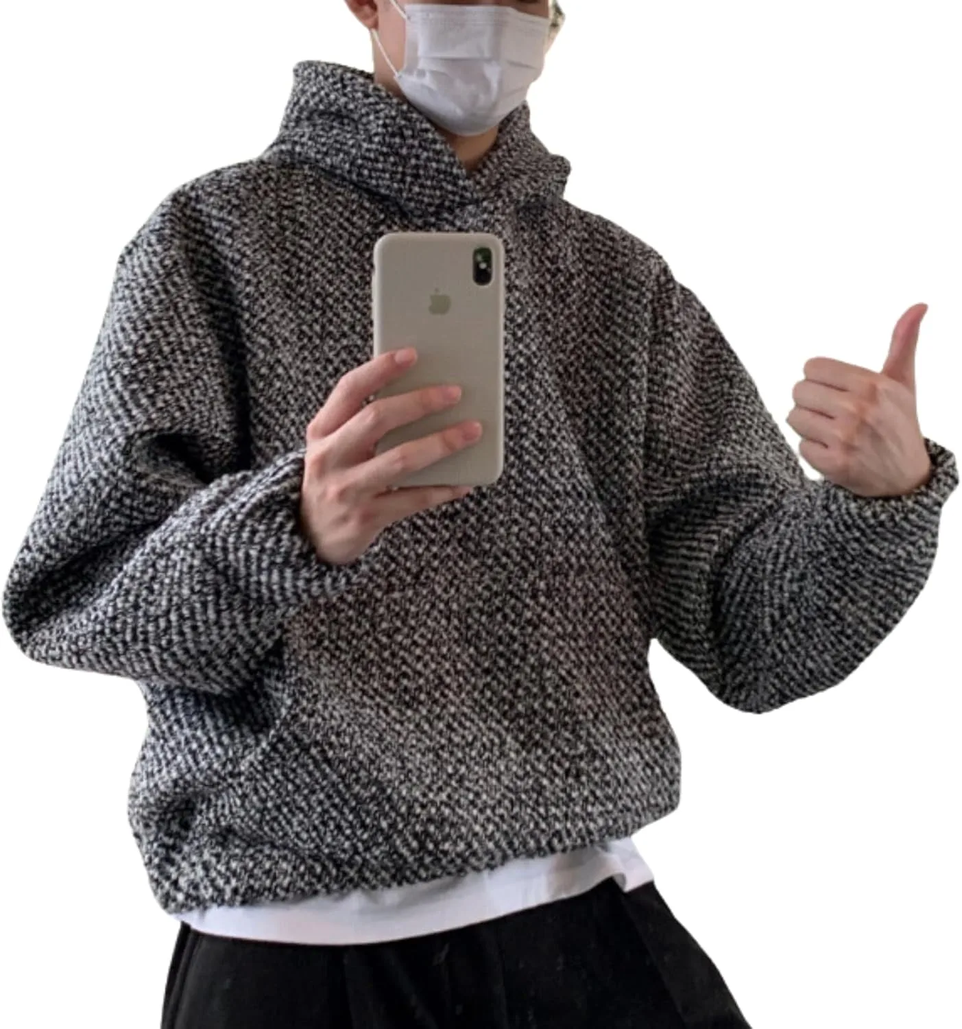 

CORIRESHA мужской худи Vintage Texture с длинным рукавом и карманом-кенгуру