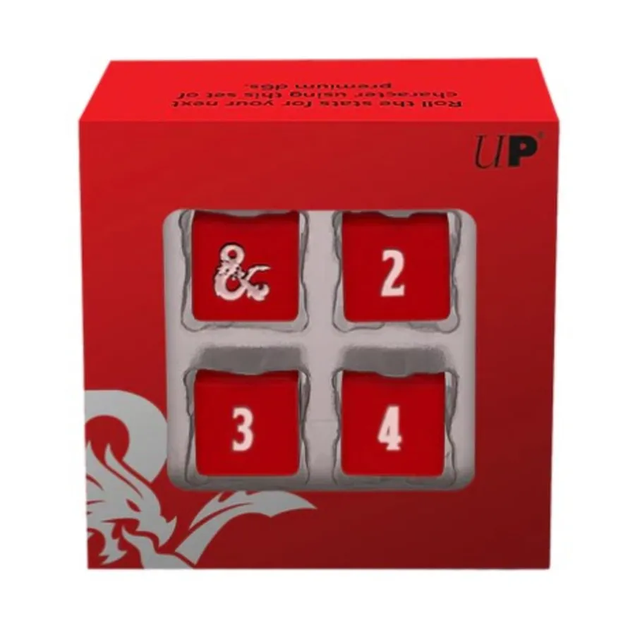 

Набор кубиков Heavy Metal Red с белым d6 (4), Official Dungeons and Dragons Dice & Accessories